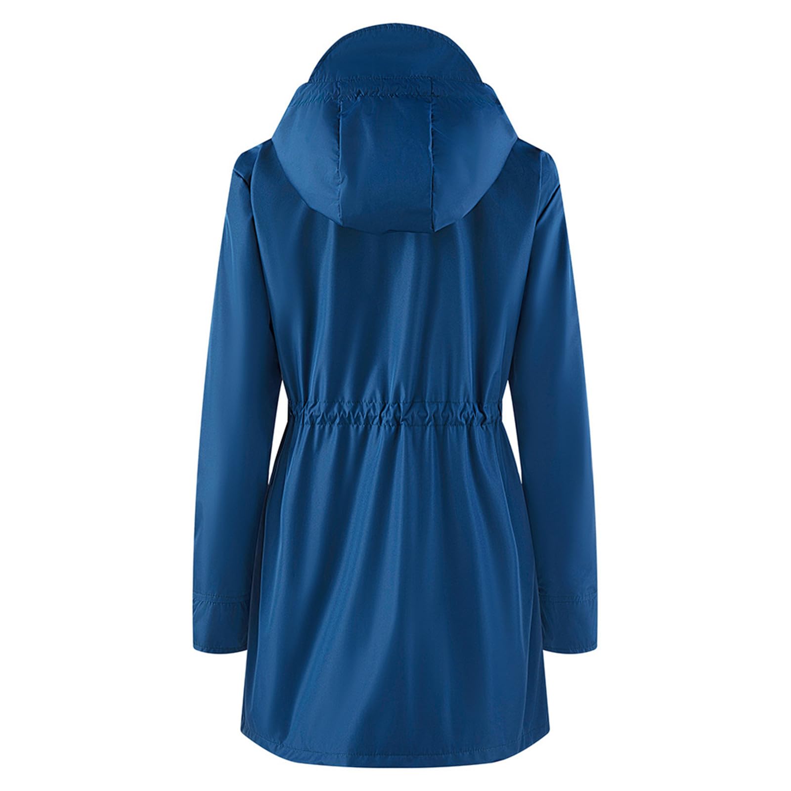 Generisch Giacca impermeabile da donna, leggera, a righe, per arrampicata, con cappuccio, trench (blu, L)