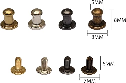 Miniatura 3 de Mingtao 200 juegos de remaches de botón y tachuelas de 0.315 x 0.197 x 0.315 in, cabeza redonda, tornillo trasero para cuero, manualidades, remaches