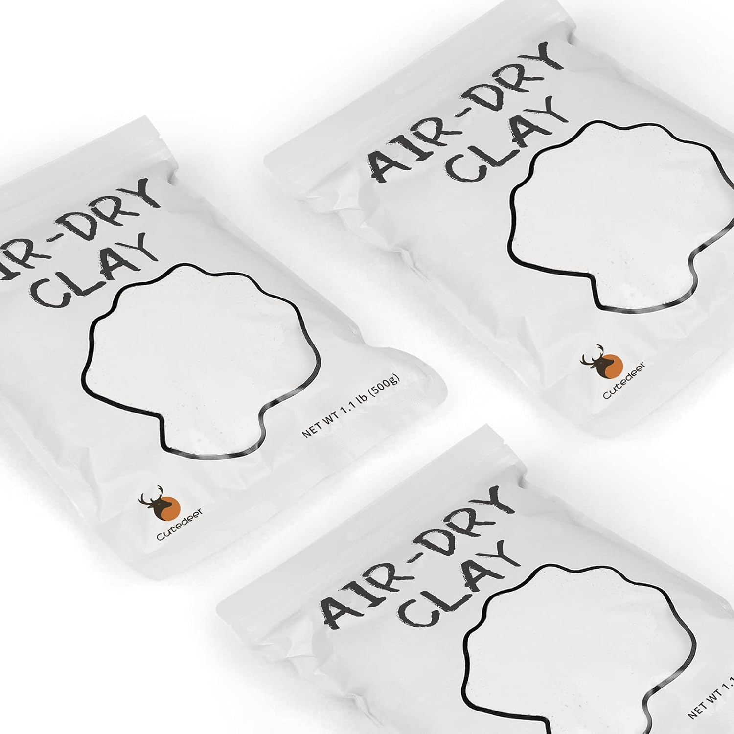 Cutedeer White Air Dry Clay, 3.3lb Foam Modeling Clay, Soft Squishy Molding for Kids Adults, Arts & Crafts Project Slime Supplies(3.3lb - 3 Pack, White)