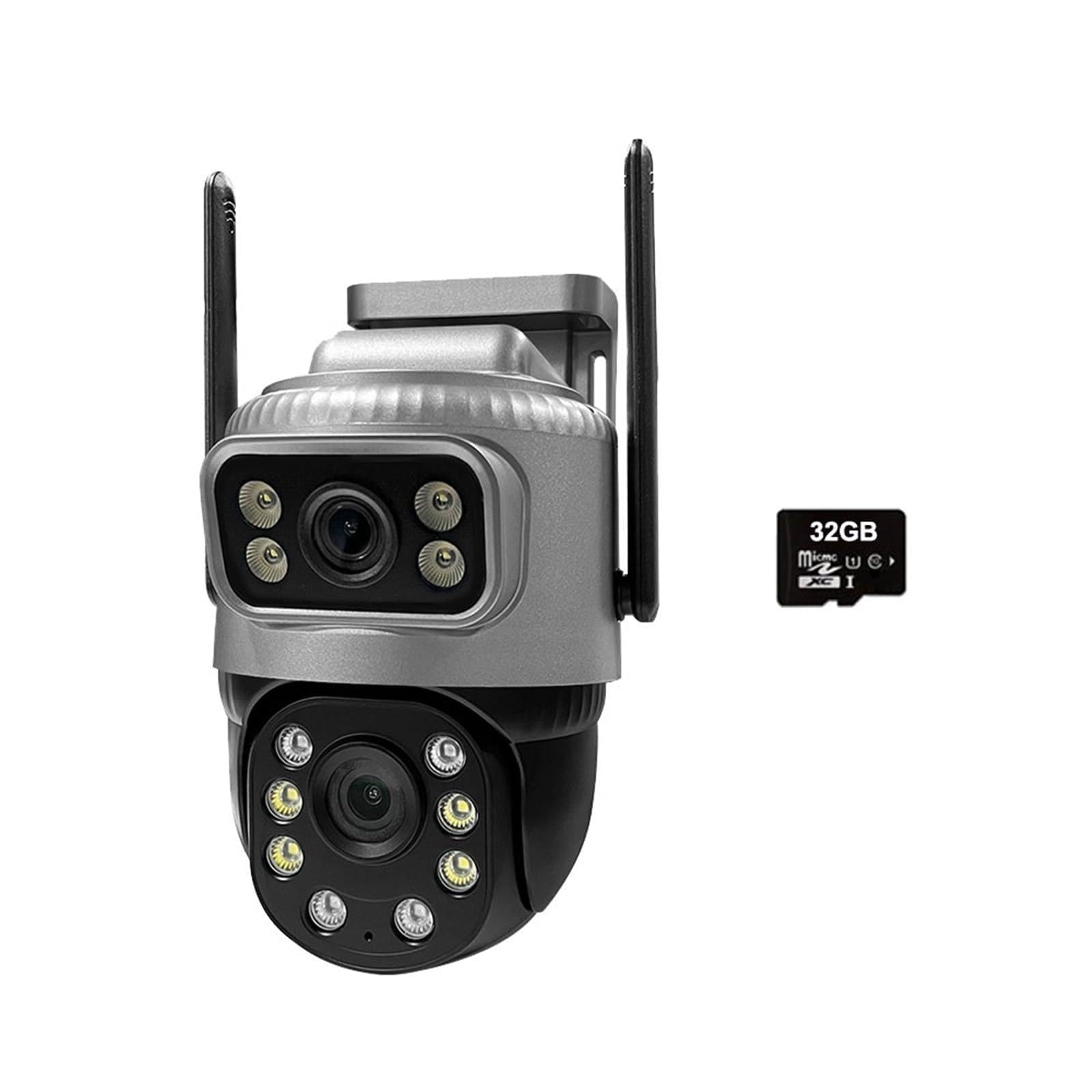 Kamera monitoringu, Kamera IP 4G z podwójnym obiektywem, 4 MP, 4K, wodoodporna, do monitoringu zewnętrznego, inteligentny dom, noktowizor, ochrona CCTV(4G Cam 32G Card)