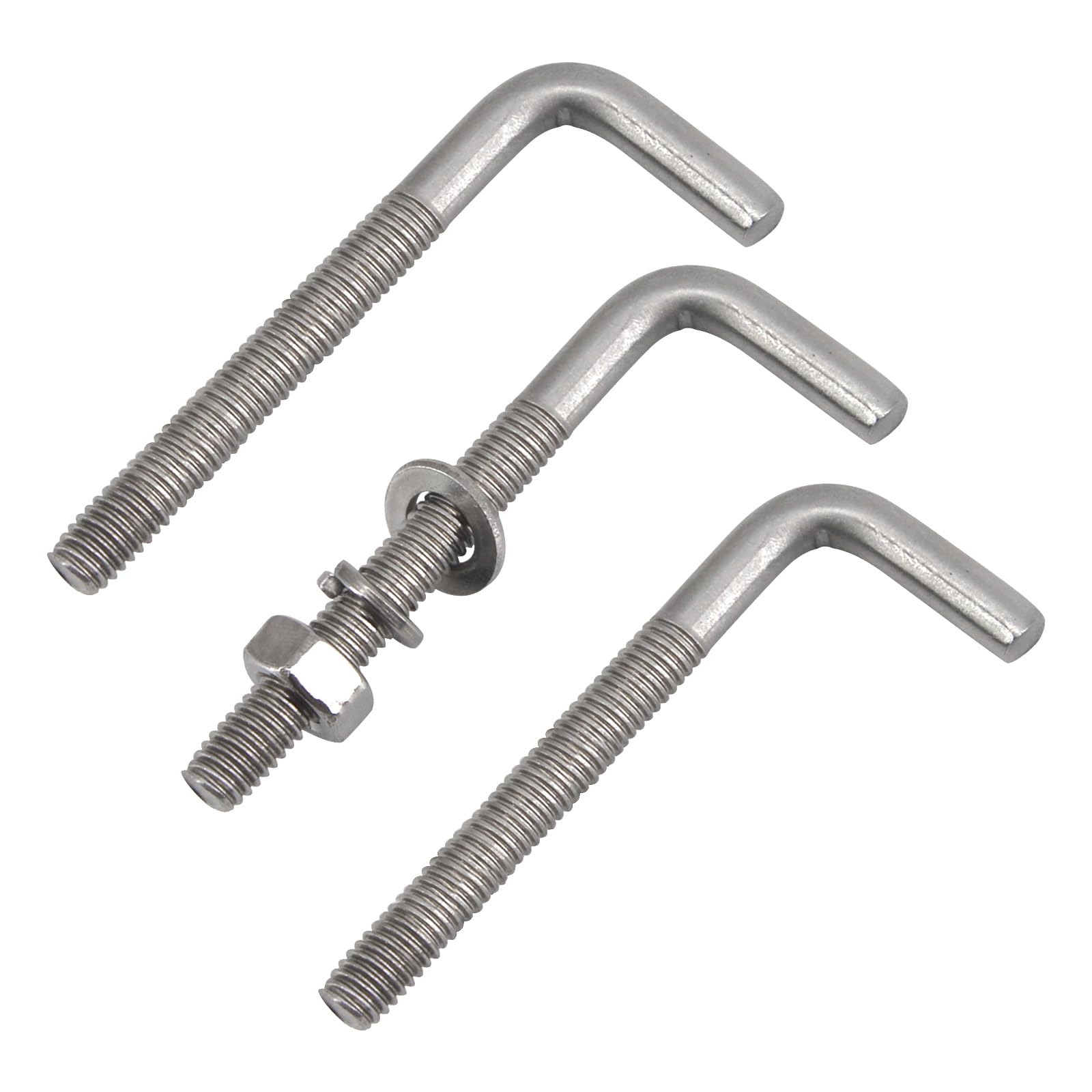 Confezione da 30 bulloni di ancoraggio quadrati M4 x 33 mm a forma di L, in acciaio inossidabile 304, ad angolo retto, con rondelle e dadi