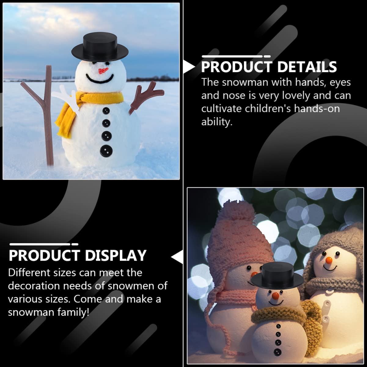 ABOOFAN 3 Sätze Handgefertigte Accessoires Weihnachtsschmuck Für Baum Schneemanndekoration Im Freien Winterdeko Weihnachts Party Weihnachtsschneemann Diy Zubehör Plastik 302 Stück * 3