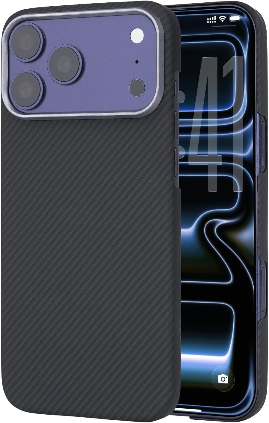 Ultra Slim Carbon Fiber Case Compatible with iPhone 17 Pro Max, 600D Real Aramid Fiber, Lightweight Protective Cover Compatible with Magsafe,Nonslip Matte Finish, Caseless Feel, (Sunset)