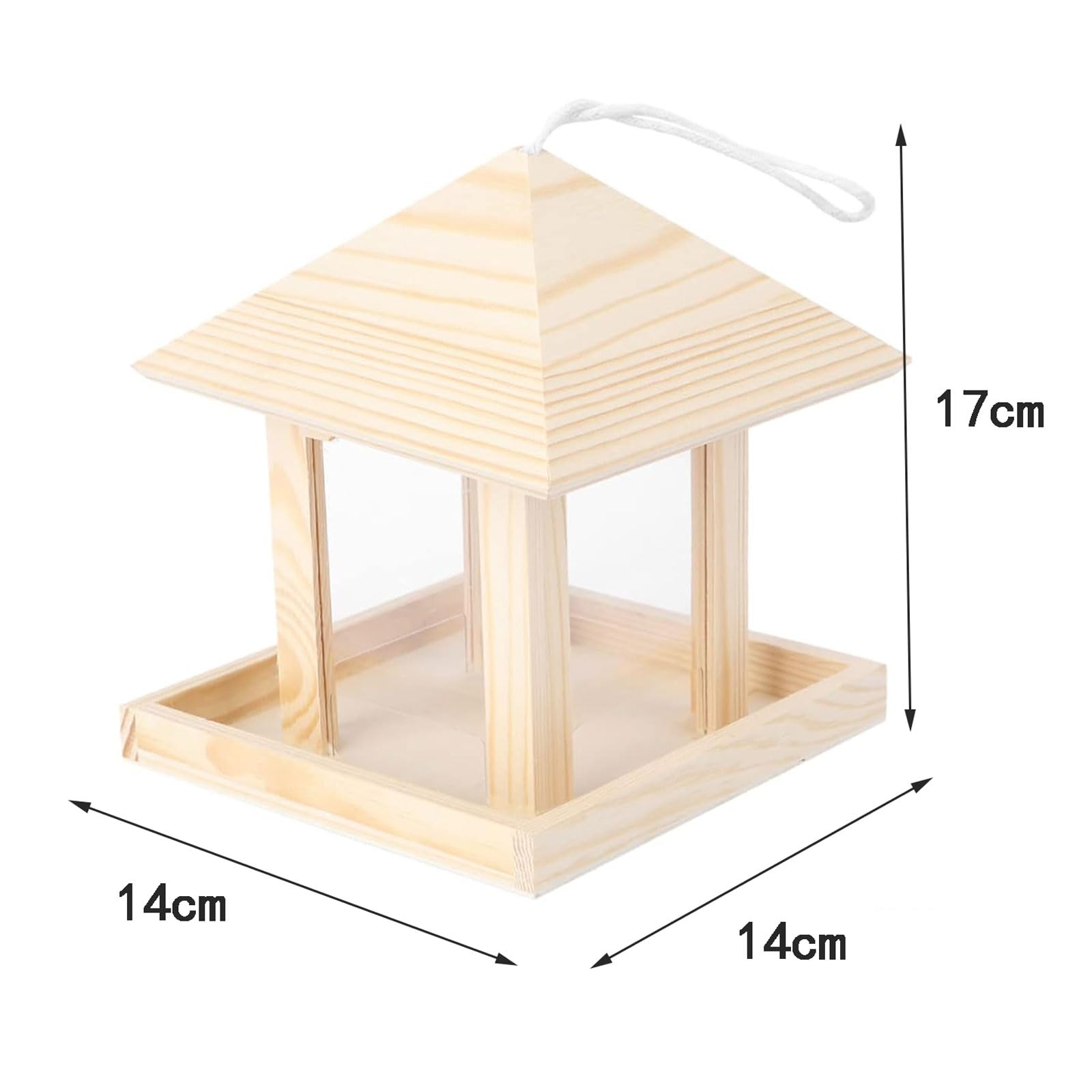 1 Stück automatischer Vogelhäuschen aus Holz zum Aufhängen im Freien, großes Fassungsvermögen, Wildvogelhäuschen, Gartendekoration für Hinterhof, Terrasse