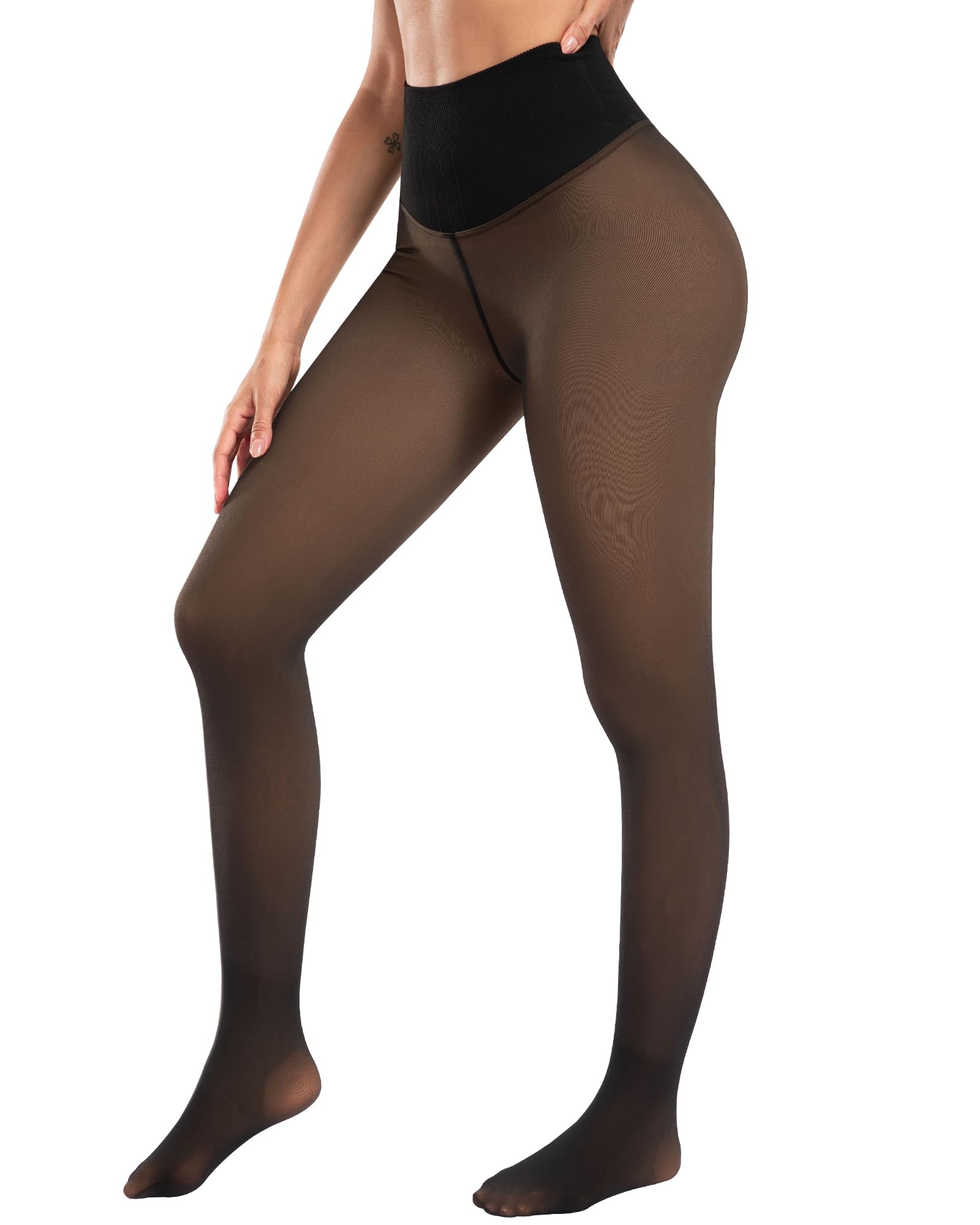 ATHVOTAR Fleece Lined Winter Tights Women - Thermal Warm Opaque Pantyhose Thick Sheer Leggings