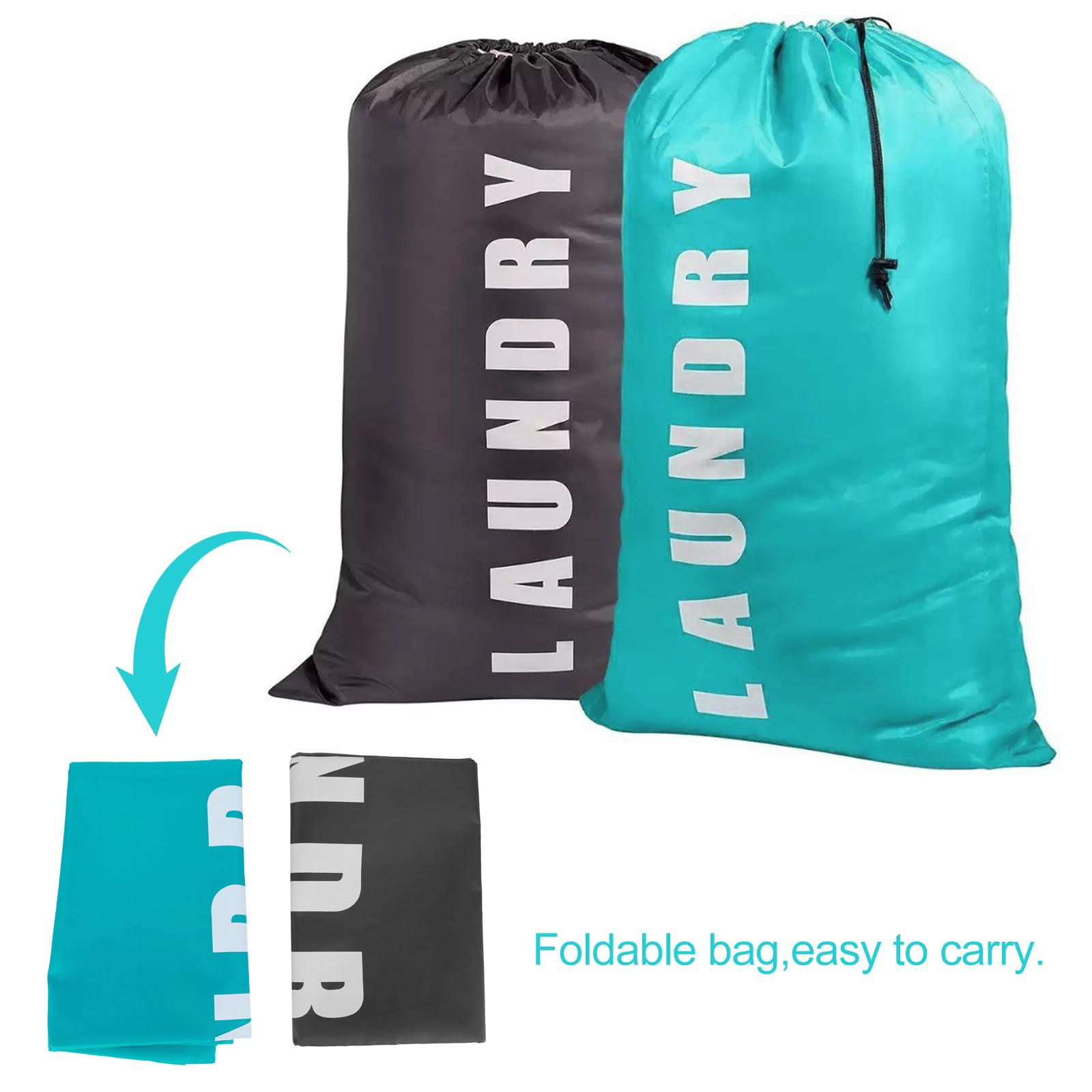 WIGUROE Laundry Bag with Drawstring, 2 Pack Medium Travel Laundry Washing Bags - Image 4