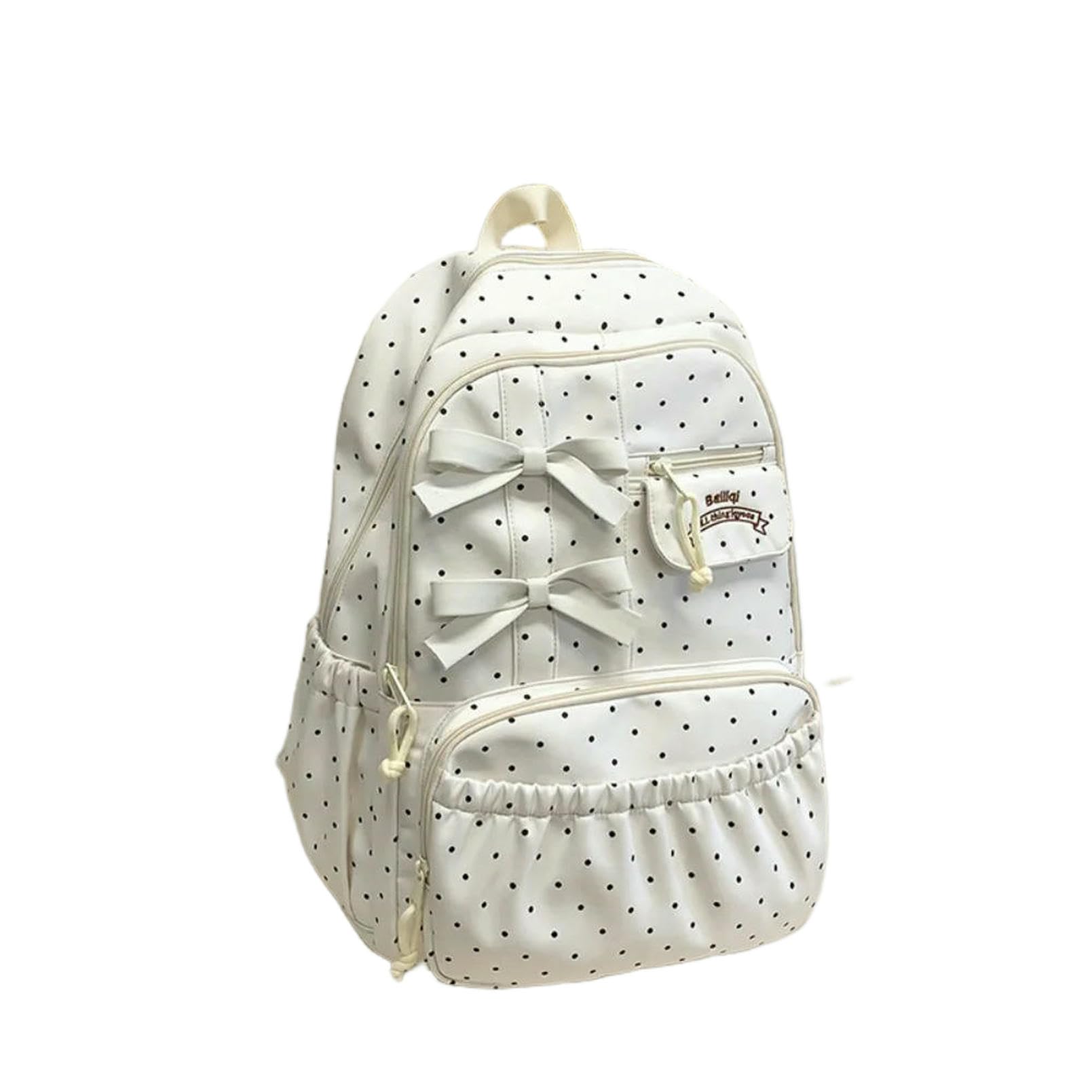 Plecak damski Polka Dot Bow Girls Nylon Anti-Theft Student Torba szkolna Duża pojemność Multi-Compartment Travel Computer Backpack Coffee