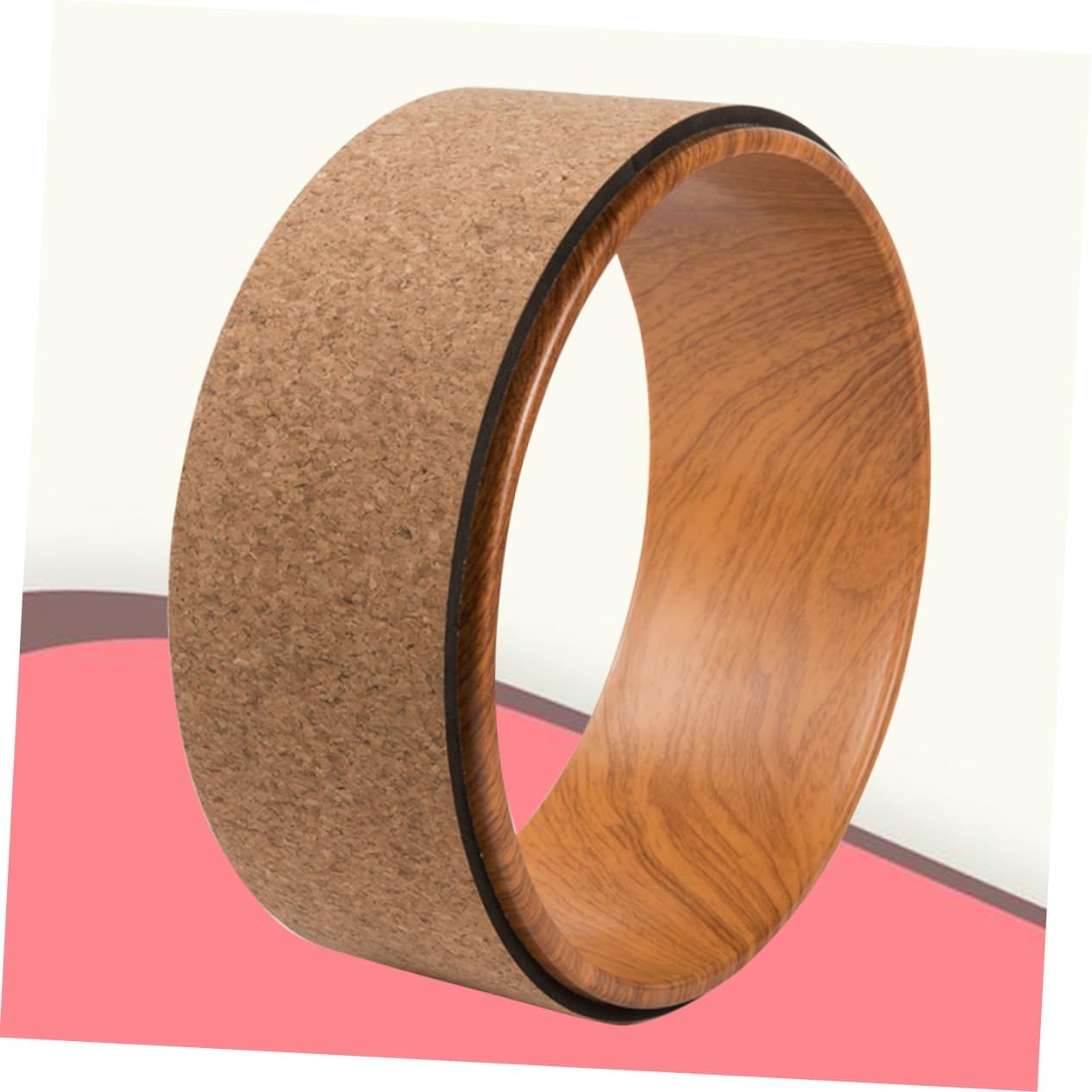 Natural Cork Yoga Wheel Durable Circle for Backbends and Massage for Inner Outer Thighs Upper Arms and Chest for Body Muscle Building and Warming Up