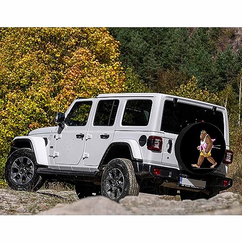 Image of Foot Hiker Spare Tire Cover Carrying Flamingo Listen to Music Weatherproof Universal Wheel Protectors Camper Tire Covers for Trailer Rv Travel(17 inch)