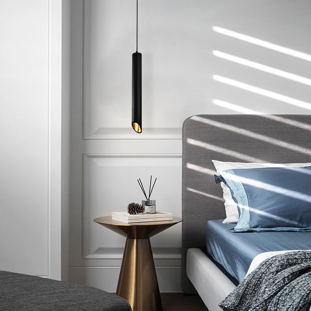 Lampa wisząca z ukośną rurką Czarna mini lampa wisząca do kuchni nad zlewem, Lampy wiszące LED w minimalistycznym stylu Światło punktowe Jadalnia Salon Lampa sufitowa na ladę barową