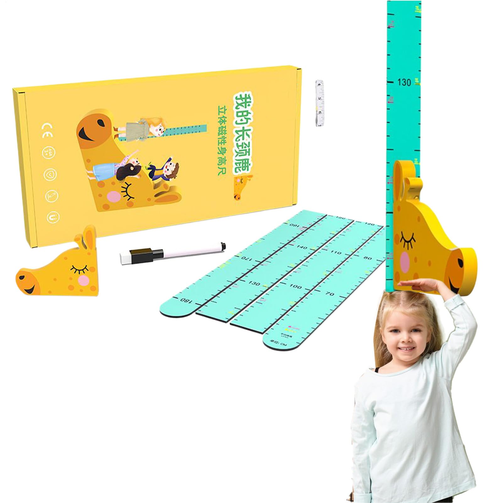Height Chart Kids - 70.8 Inch Growth Ruler, Magnetic Wall Measure, Removable Decor | Children Measurement Tracking Tool, Playroom Nursery Classroom Decoration Accessory for Girls Bedroom Learning