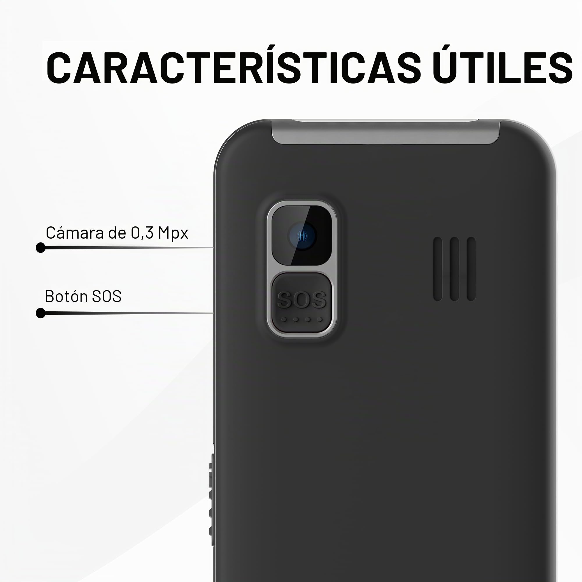 myPhone Halo 3 teléfono móvil para Mayores, Teclas Grandes, Pantalla Clara, botón SOS, Color Negro