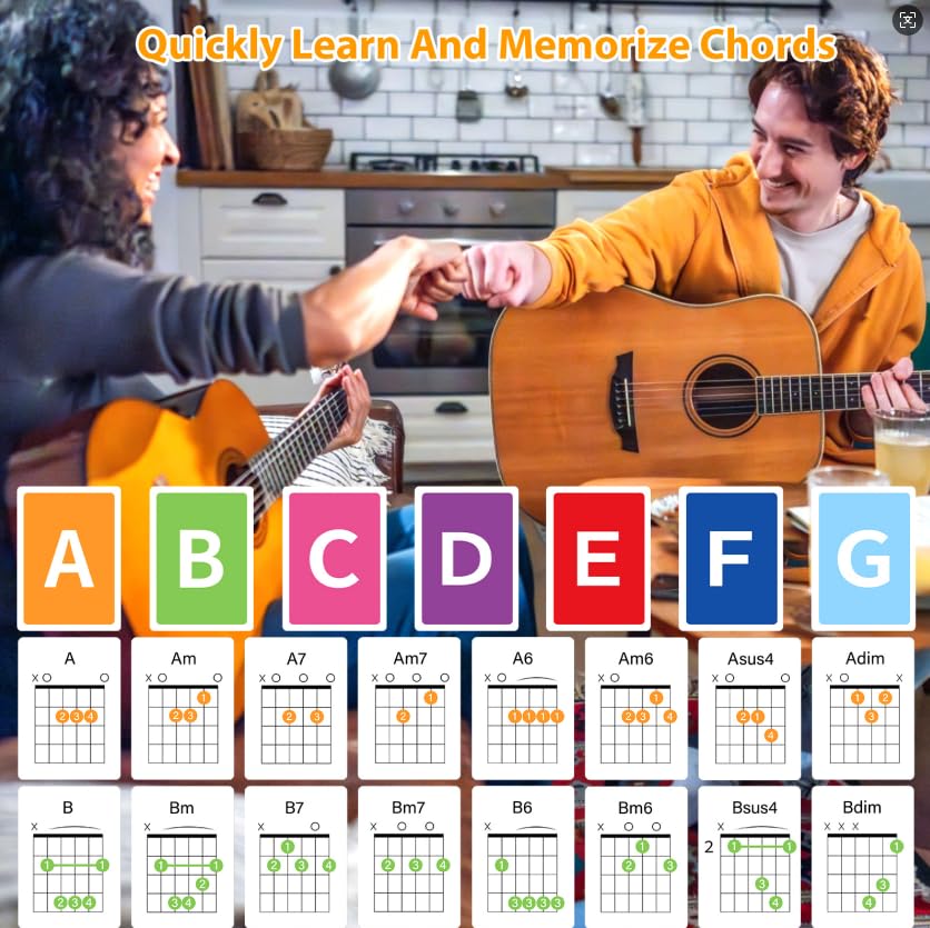 Lot de fiches d'accords de guitare et tableau de notation - 4