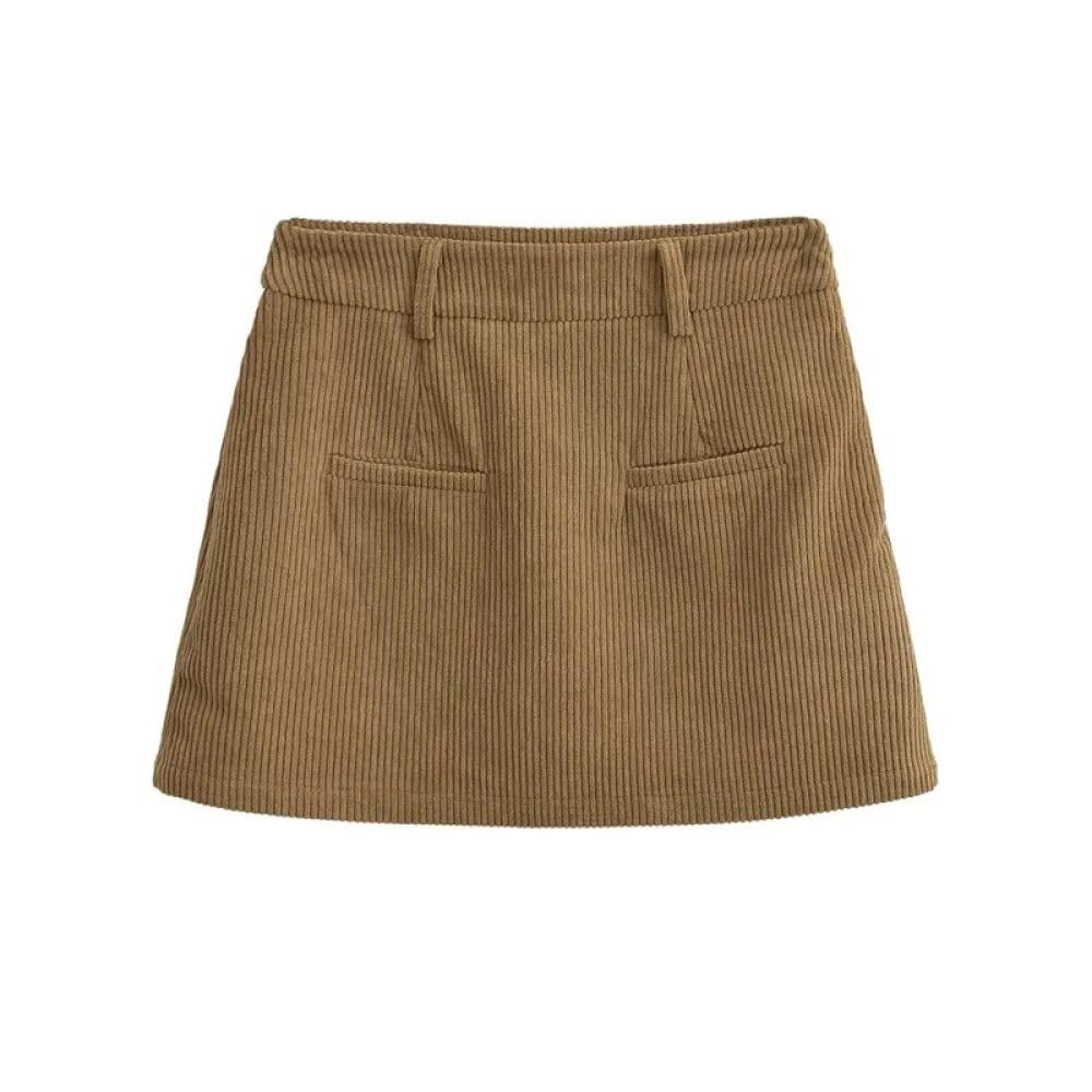 SWEPER Falda Corta De Mujer - Minifalda De Pana para Mujer, Falda Pantalón De Cintura Alta, Estilo Retro Americano, con Cremallera Lateral Simple, De Cintura Alta