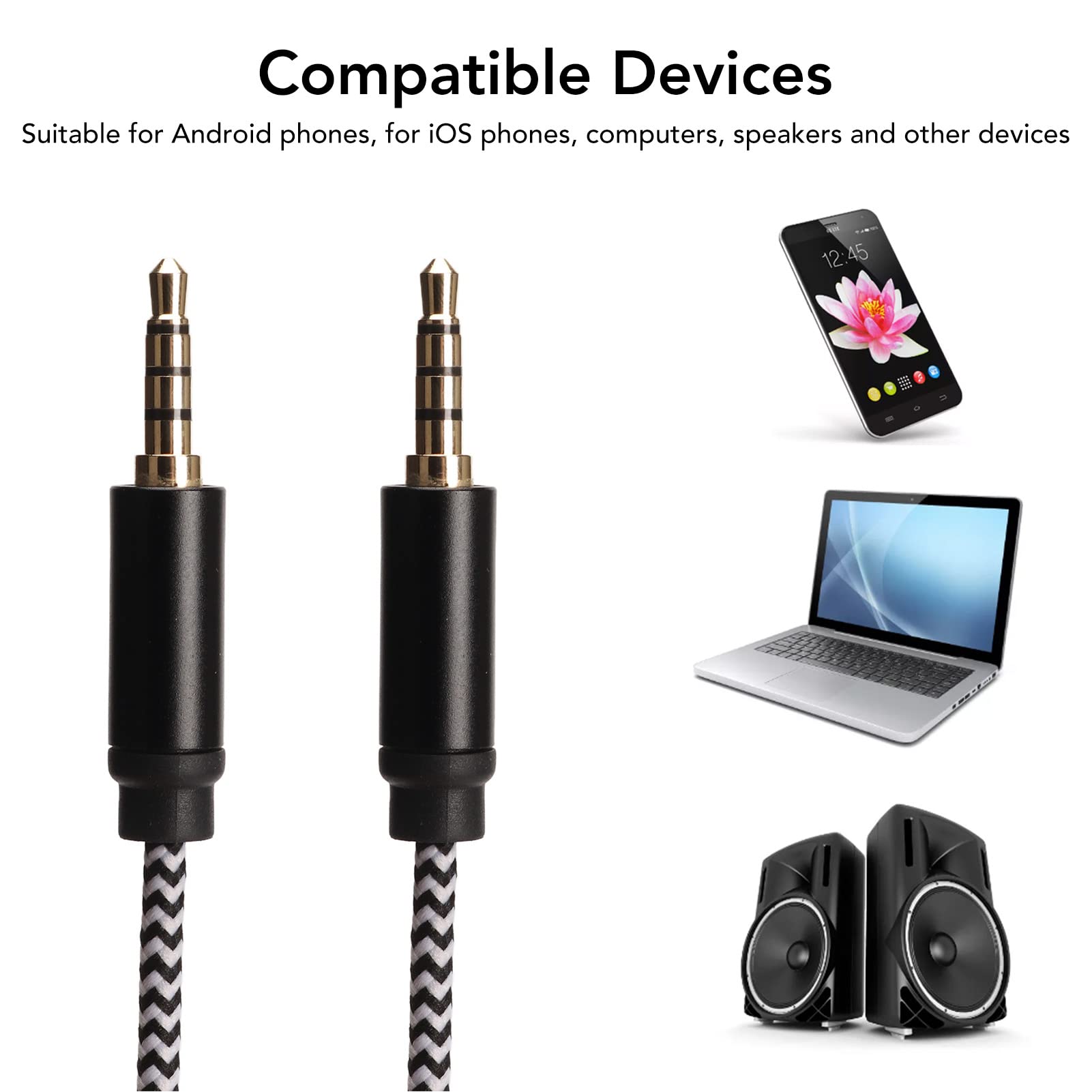 TNP Cable De Audio Doble Jack 2.5mm To 3.5mm Macho A Macho, Cable Adaptador Bi-direccional De Audio Estéreo Subminiatura Para Auriculares, Teléfonos Móviles Y MP3 (3 Pies/1M