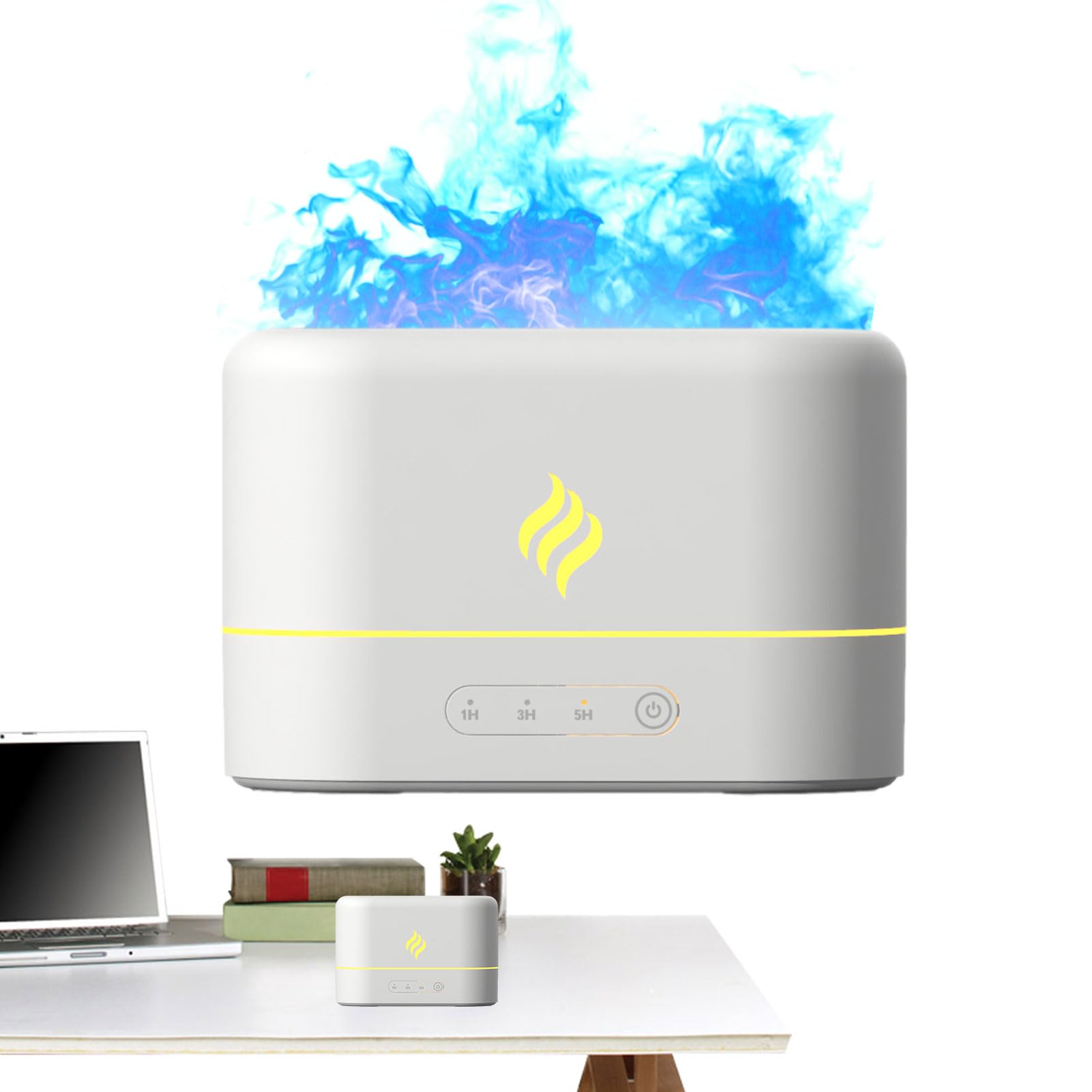 Dyfuzor oleju, komputerowe dyfuzory zapachowe, dyfuzor USB komputerowy, dyfuzor aromatu o zimnej mgle z 20 dB bez hałasu, 7 kolorów płomienia, automatyczne wyłączanie bez wody (A)