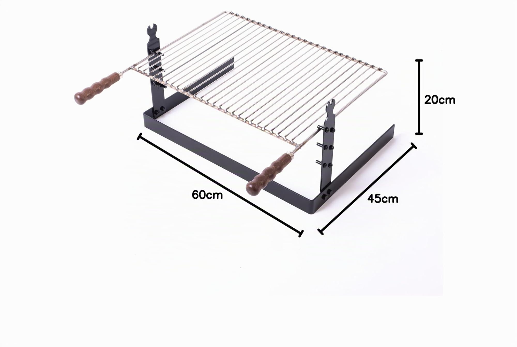 Griglia per barbecue e camino graticola acciaio inox 18/10 regolabile in altezza dim. 60x45x20 cm