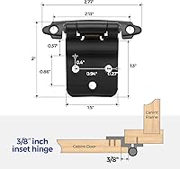 Vista 3 de Ravinte 2 paquetes de 1 par de bisagras empotradas de cierre automático de gabinete de color negro mate de 3/8 pulgadas para cocina, baño, muebles