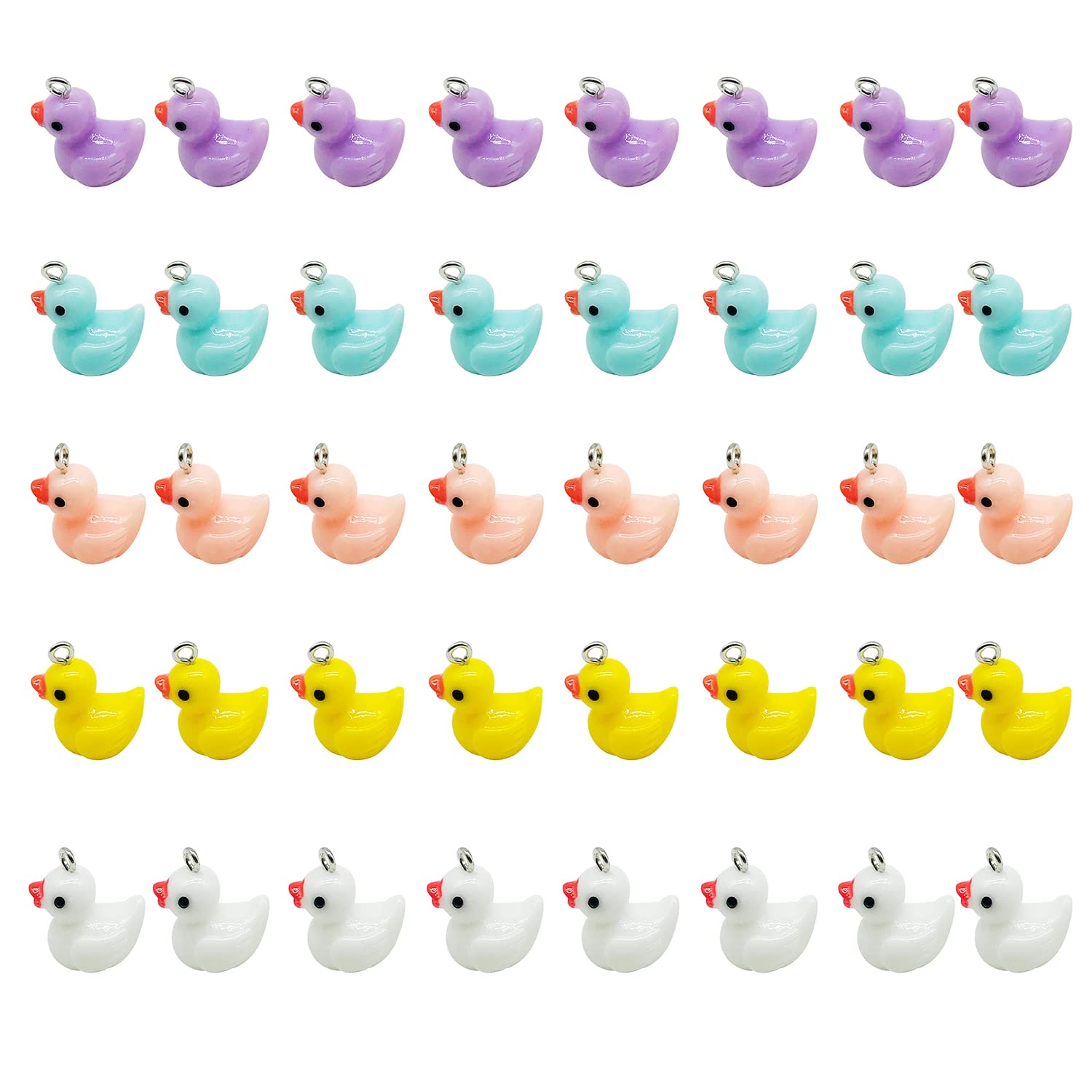 YUNXI40 Pieces Charms Ducks Mini Resin Ducks Resin Duck Charms Pendants Findings Charm DIY Duck Pendants for Bracelet Necklace Earrings Keychain Crafts, Resin, n/c,