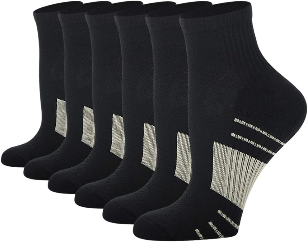 Copper Compression Socks for Men & Women โ 6 Pairs Copper Infused Running Socks for Athletic, Medical, Traveling