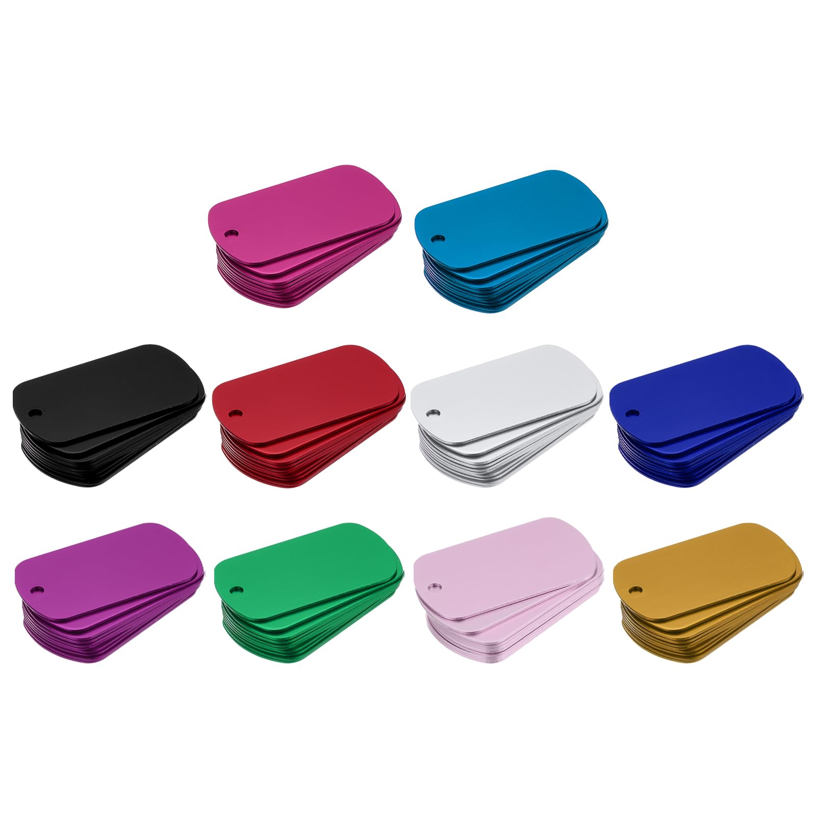 Rebower Aluminum Blank Tags Engraving Metal Stamping Blanks,[for Number Tag, Dog Tag,Pendant Decoration] - 2 x 1.2 Inch / 10 Color Mix / 5 Set