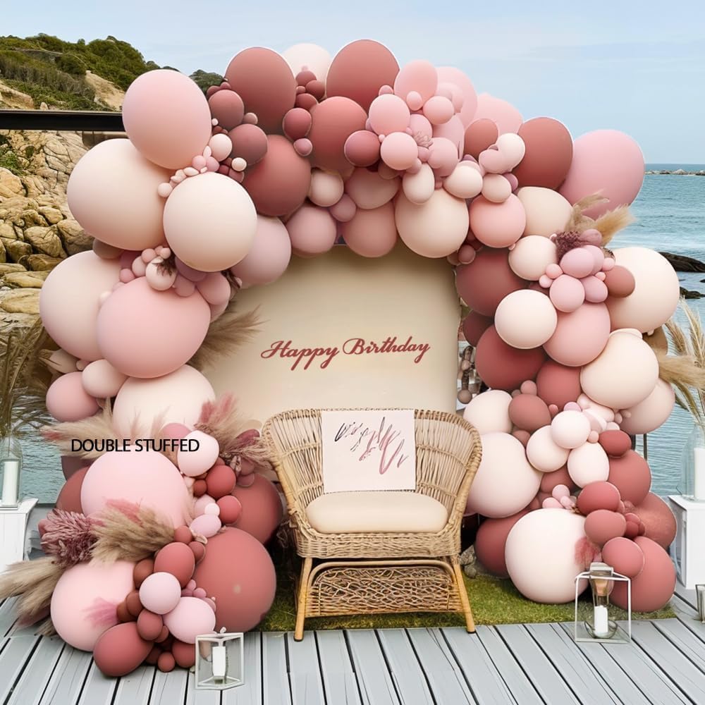 Dusty Pink Blue Balloon Arch DOUBLE STUFFED Dusty Blue Pink Balloons for Birthday Baby Shower Gender Reveal Wedding Party Decorations