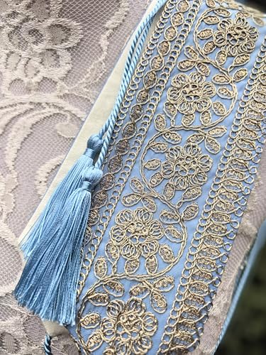 FANFAN Embroidered Mexican Belt for Women 1920s Vintage Royal Court Belt Pink Boho Tassel Belt Wedding Party Dress E54