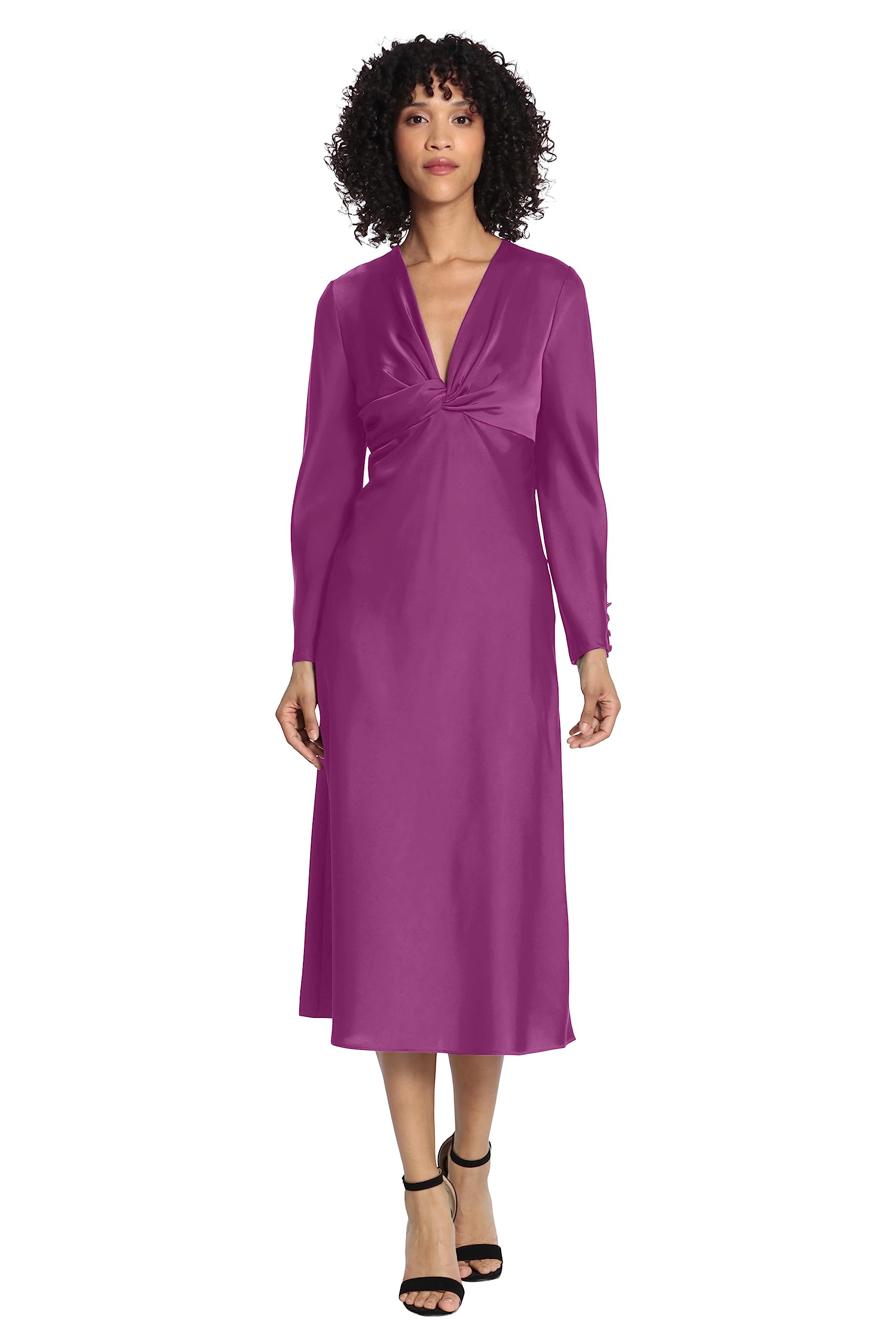 Maggy London Women's Twist V-Neck Bias Skirt Midi