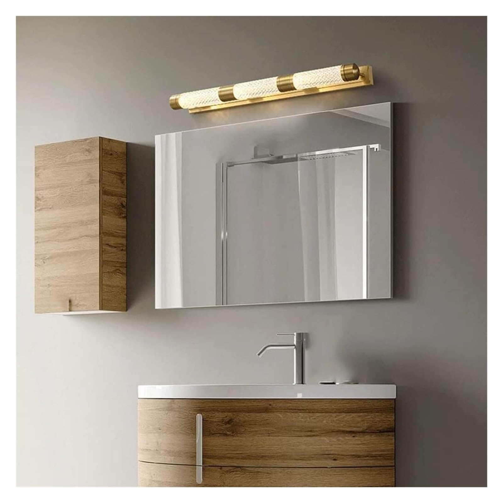 Jybnbbe Brass Luxury Light Finish Vanity Light Fixture, Indoor Antique Lighting Fixtures Bathroom Over Mirror,Chandelier,-65Cm