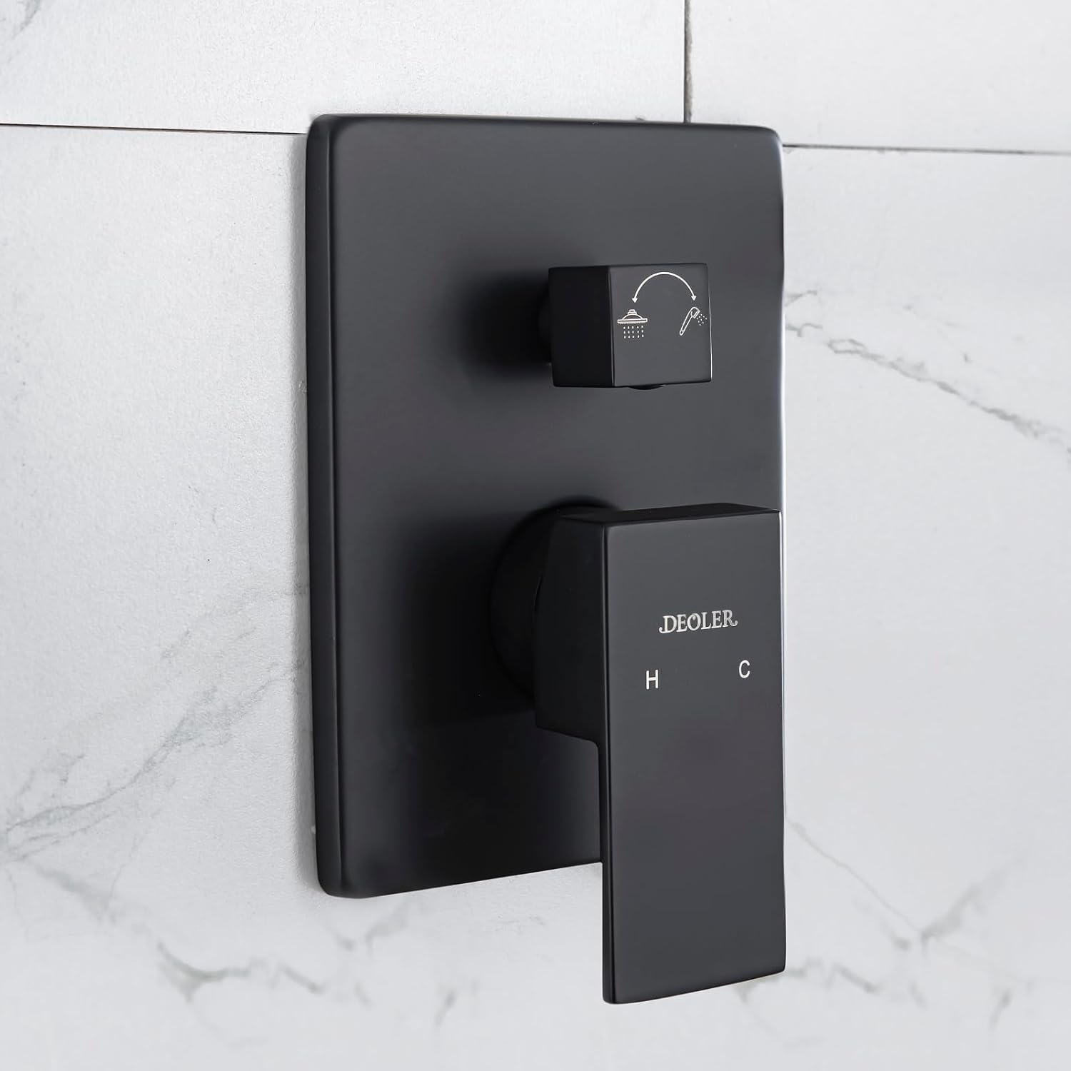 Wall Mount Shower Pressure Balance Valves, Solid Brass Shower Valve Replacement 2 Function Shower Handle Valve Dual Function Shower Mixer Valves, Matte Black