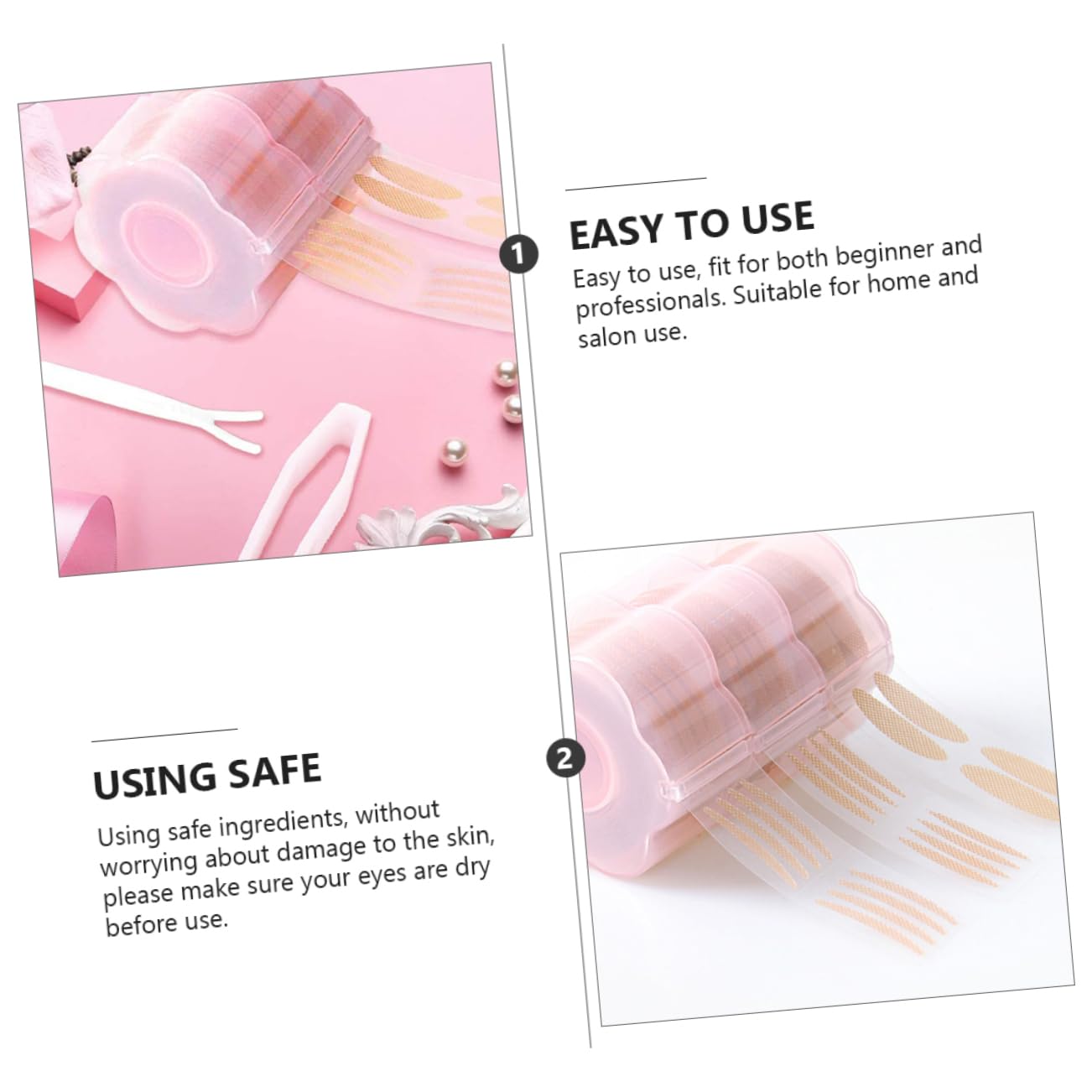 Mikinona Eyelid Tape Fork Tweezer 1 Set of Double Eyelid Paste for Natural Look