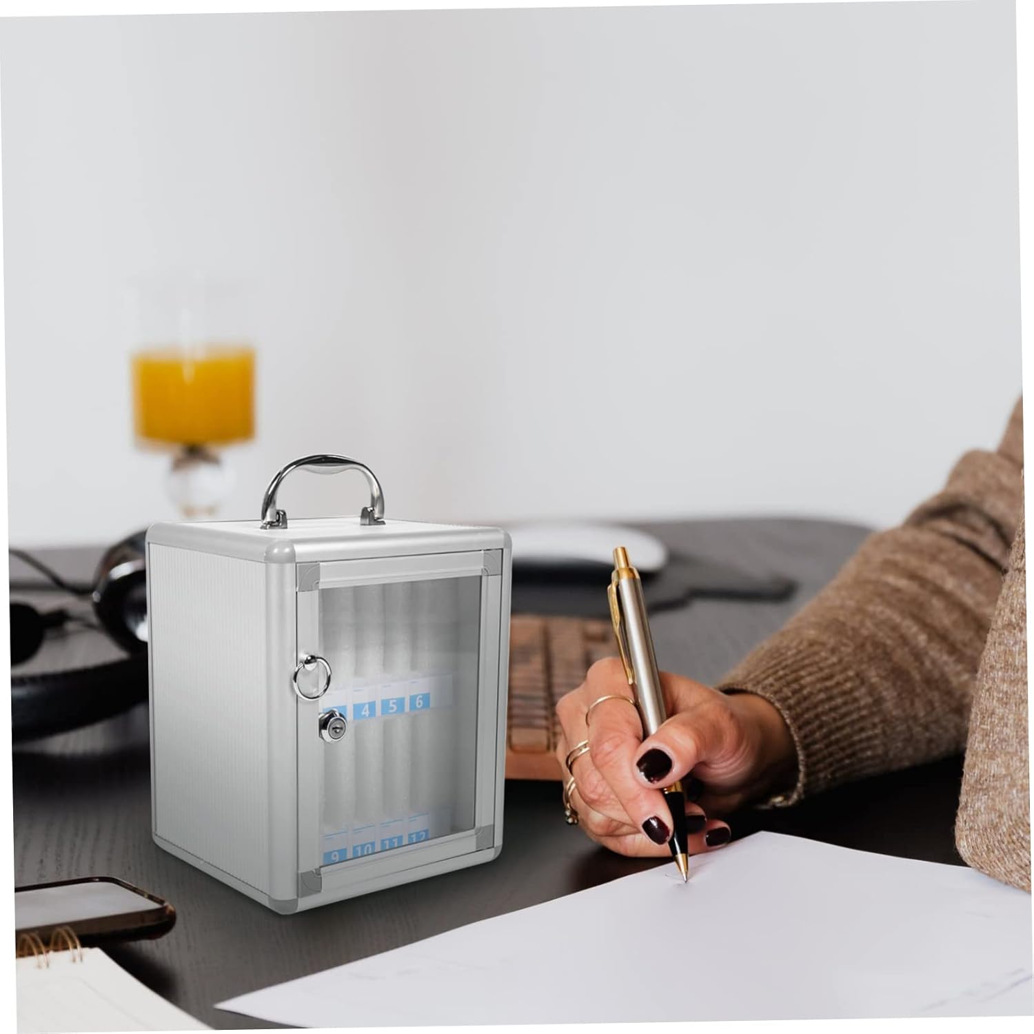 Aluminum Alloy Cell Phone Storage Locker with Safety Lock Mobile Phone Holder for School Office and Events Organizer for Secure Item Management