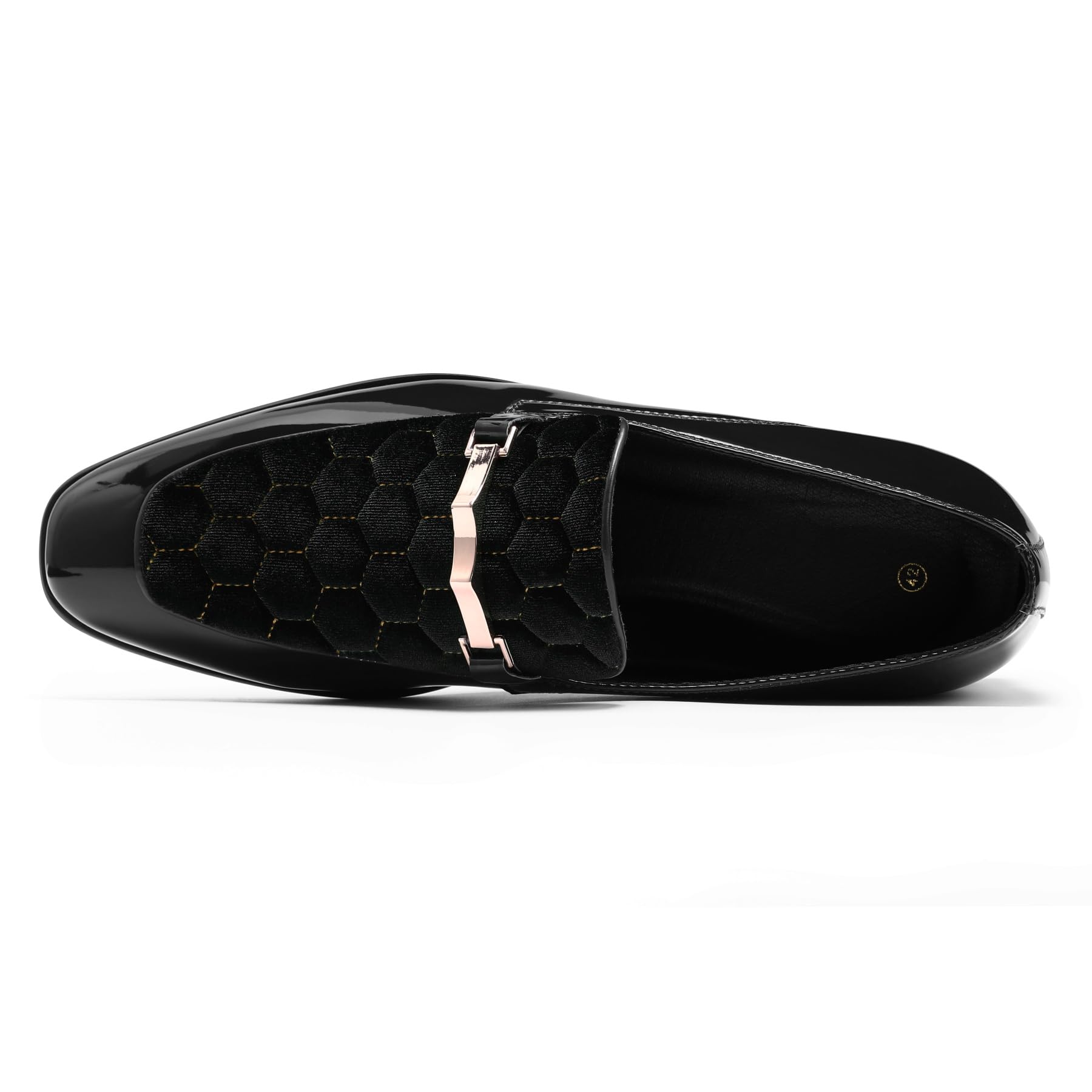 YFFUSHI Mocasines Hombre Cuero PU Brillante Terciopelo con Hebilla Metálica Zapatos Elegante Comfort Slip On Loafers Cena Traje