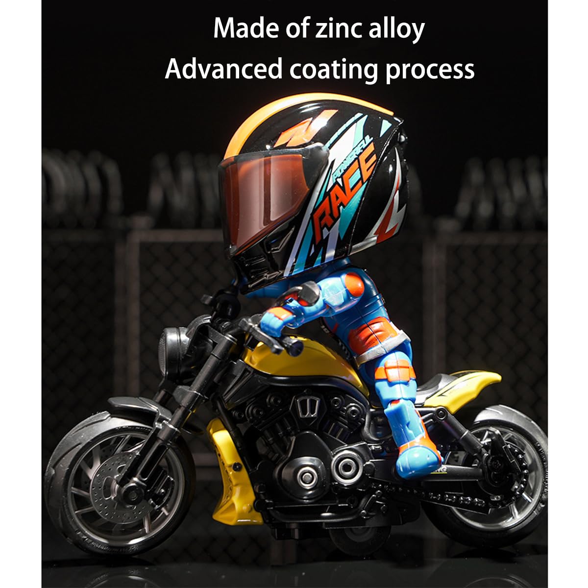 Doyomtoy Figure di motociclisti, caschi da moto in lega, giocattoli da corsa trasformabili, regali, decorazioni
