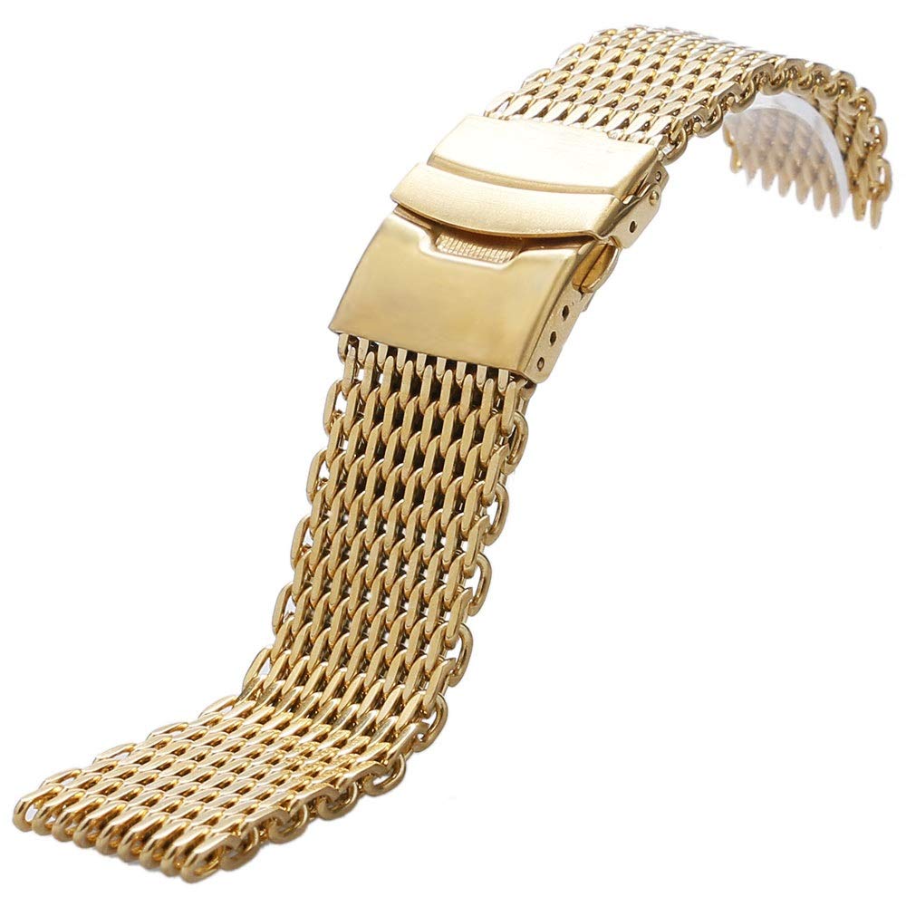 Pasek ze stali nierdzewnej męska bransoletka z siatki sportowej 18 mm 20 mm 22 mm 24 mm Złoto