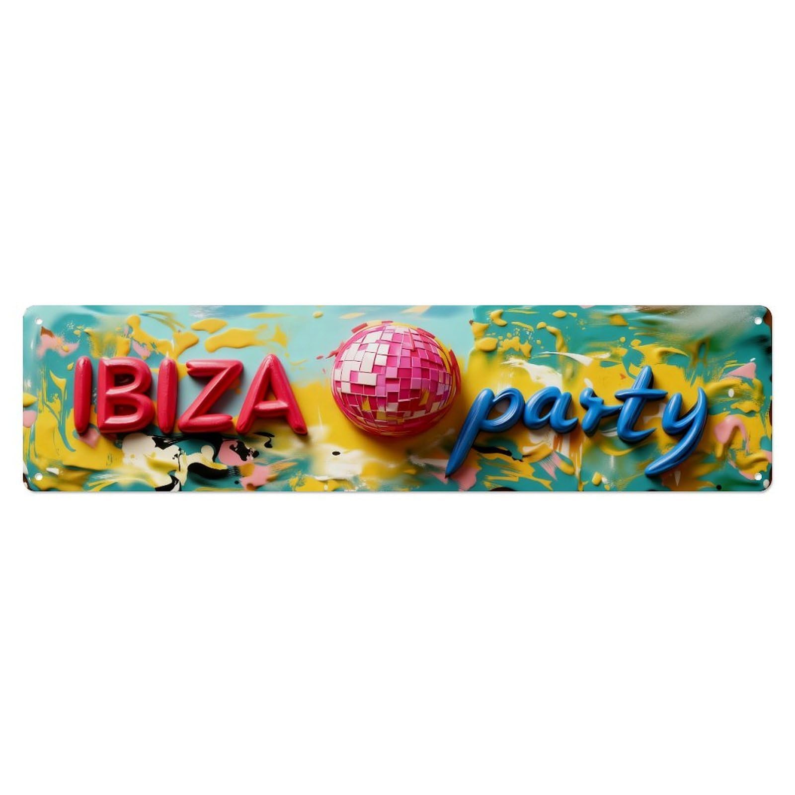 Colorful Abstract Background With Disco Ball Metal Tin Sign Plaque