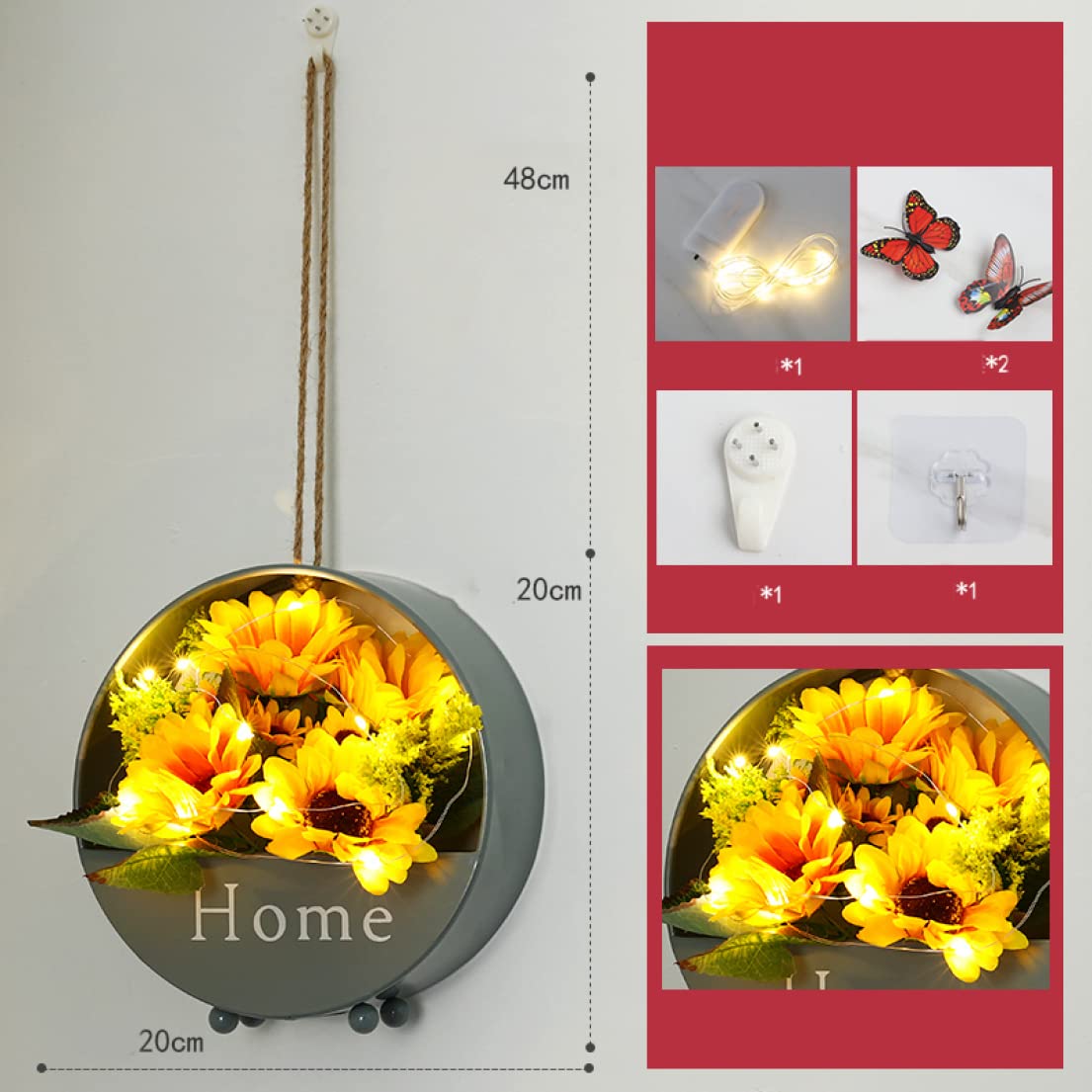 Amazon｜HGJH 造花 壁掛け 人工観葉植物 おしゃれ 春 夏 秋 冬
