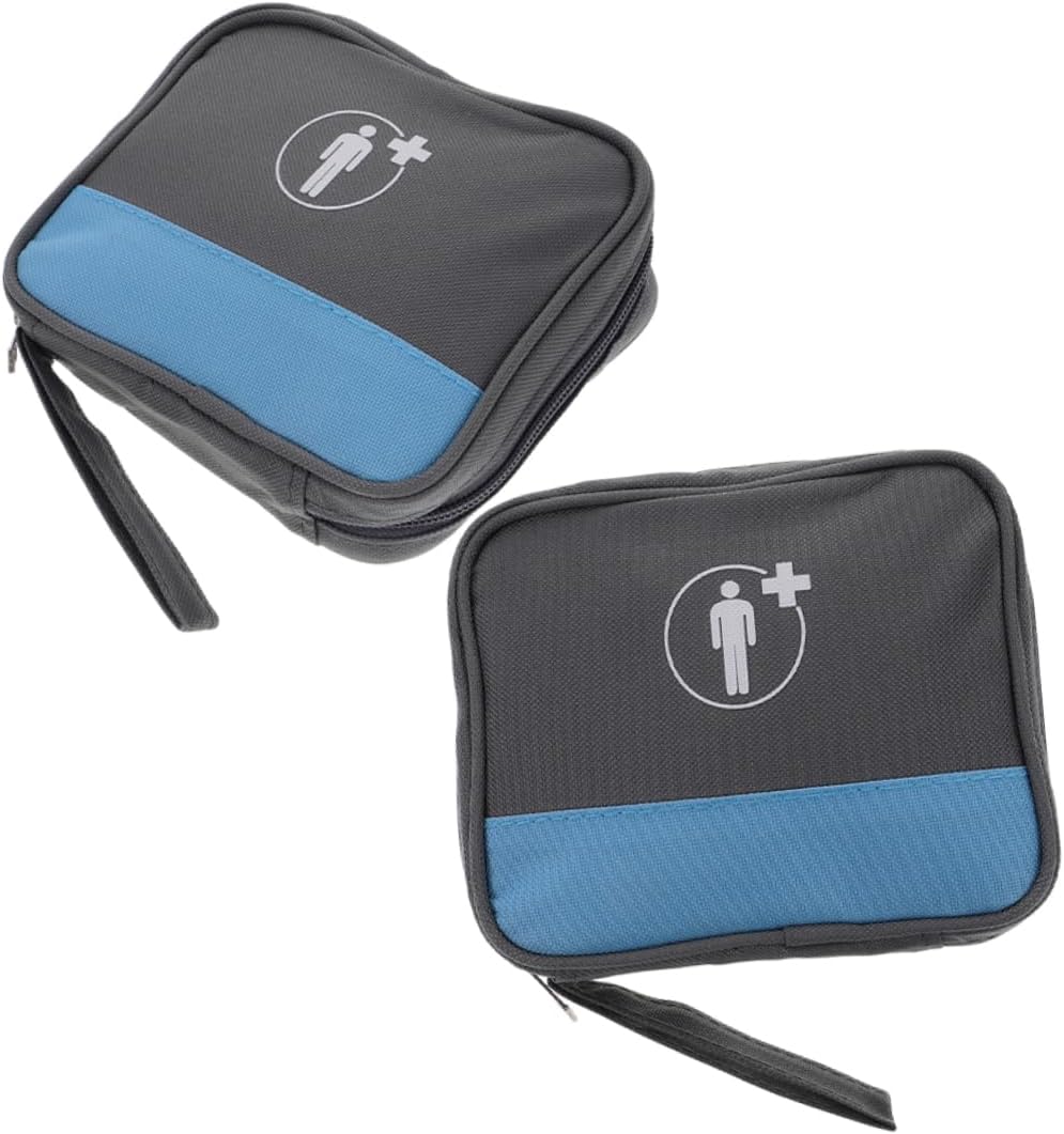 2pcs Home Travel Medicine Organizer Bag First Aid Kit for Emergency Portable Aid Pouch Multilayer Separation for Quick Access