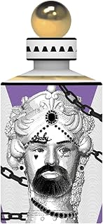 Botella decorativa de porcelana Baci Milano Magnum, 30 cm, rey excéntrico con cadenas y turbante, diseño único en blanco y...