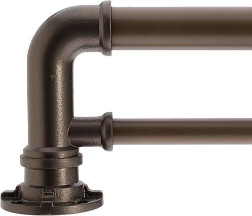 Decopolitan Juego de cortinero doble industrial de 1 pulgada, 18 a 36 pulgadas, bronce oscuro