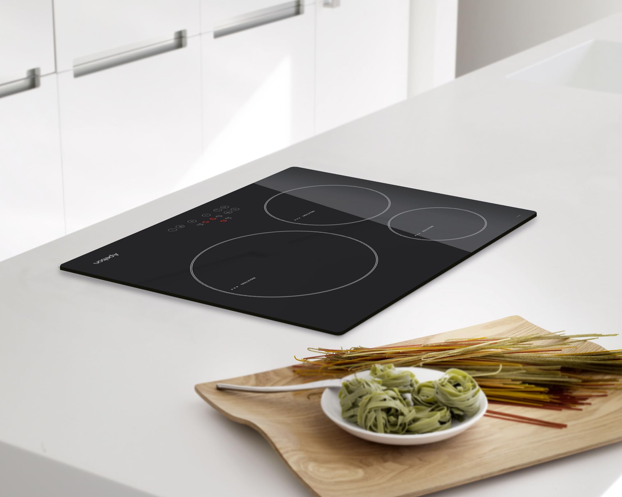 CATA Placa de Inducción AIT 3602,60 cm, 3 Zonas de Cocción con Booster, Zona XL de 28 cm, Control Táctil, 9 Niveles de Potencia, Quick Fix, Bloqueo Infantil y Gestión de Energía, Negro