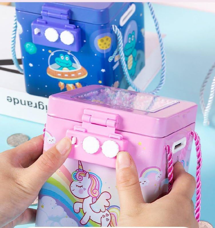 Image of Sajani Cute Cartoon Creative Portable Piggy Bank, Money Saving Box with Combination Lock, Mini Coin Bank Gifts for Boys and Girls, Best Return Gifts for Kids (Pack of 1) (Square)