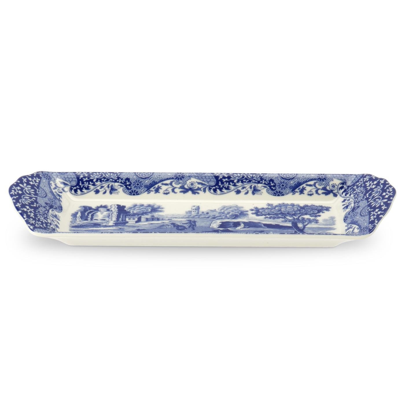 Blue Italian Small Tray | Serving Platter for Tea Sandwiches, Desserts, and Appetizers | Porcelain | Measures 9-Inches | Dishwasher Safe (Blue/White)