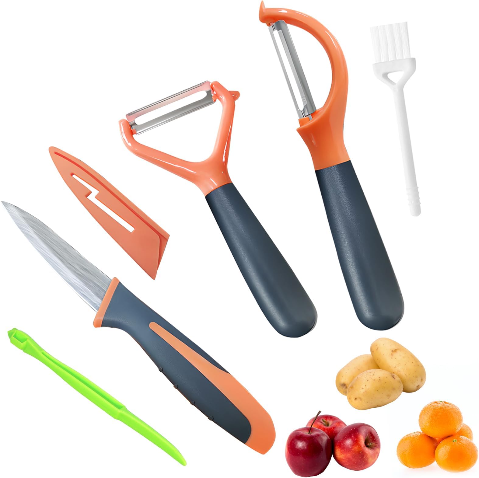 Electric Potato Peeler, Handheld Vegetable Peeler Set with 3 Interchangeable Blade