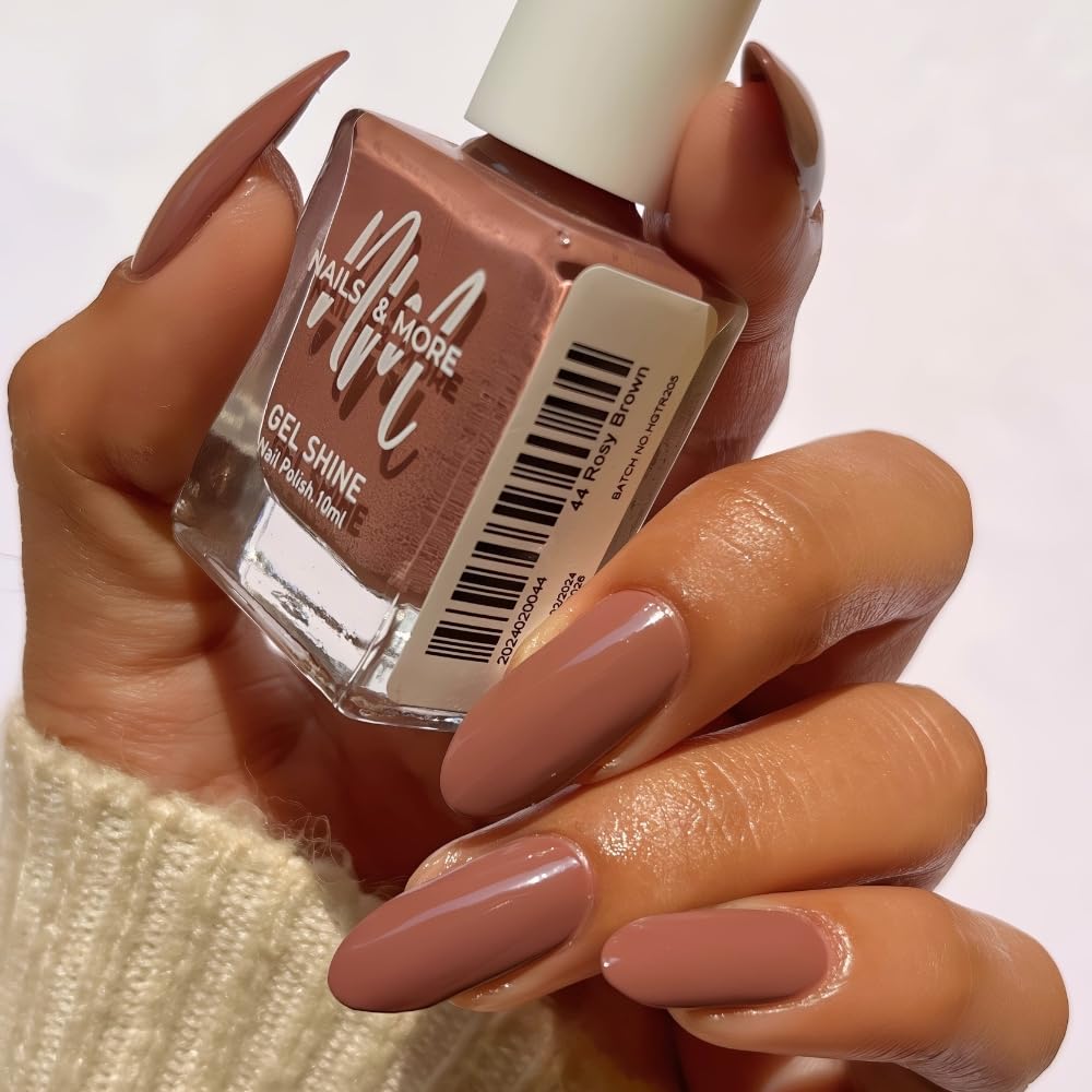 Nails & More 44 Rosy Brown Gel Shine Nail Polish - Argan Oil Infused, Long Lasting & Chip Resistant - Vegan & Non-Toxic Rosy Brown Paint for Women-image-3