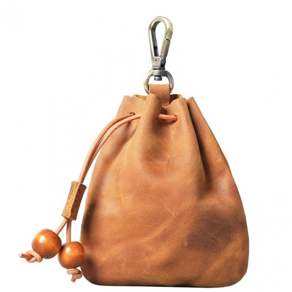 レザーポーチ 革巾着 黒 | IKORCUOIO 中世レザージッパーコインポーチ、レザー巾着ポーチ - 本物