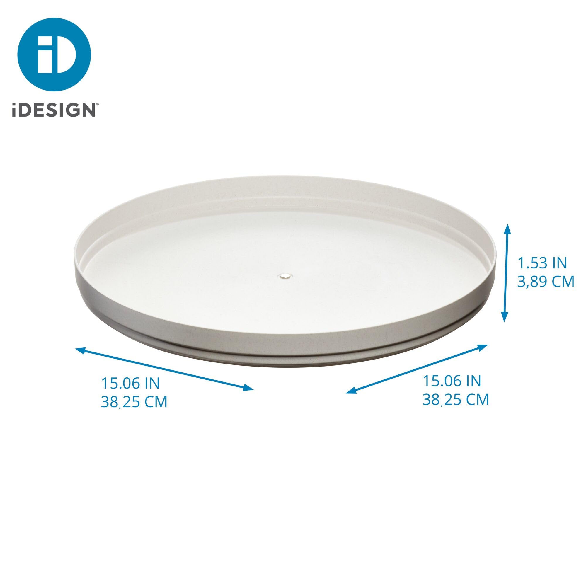 iDesign Organiseur de Plateau tournant Lazy Susan en Plastique recyclé, Collection Rosanna Pansino – 37,8 cm (L) x 37,7 cm (l) x 4,1 cm (H), Noix de Coco