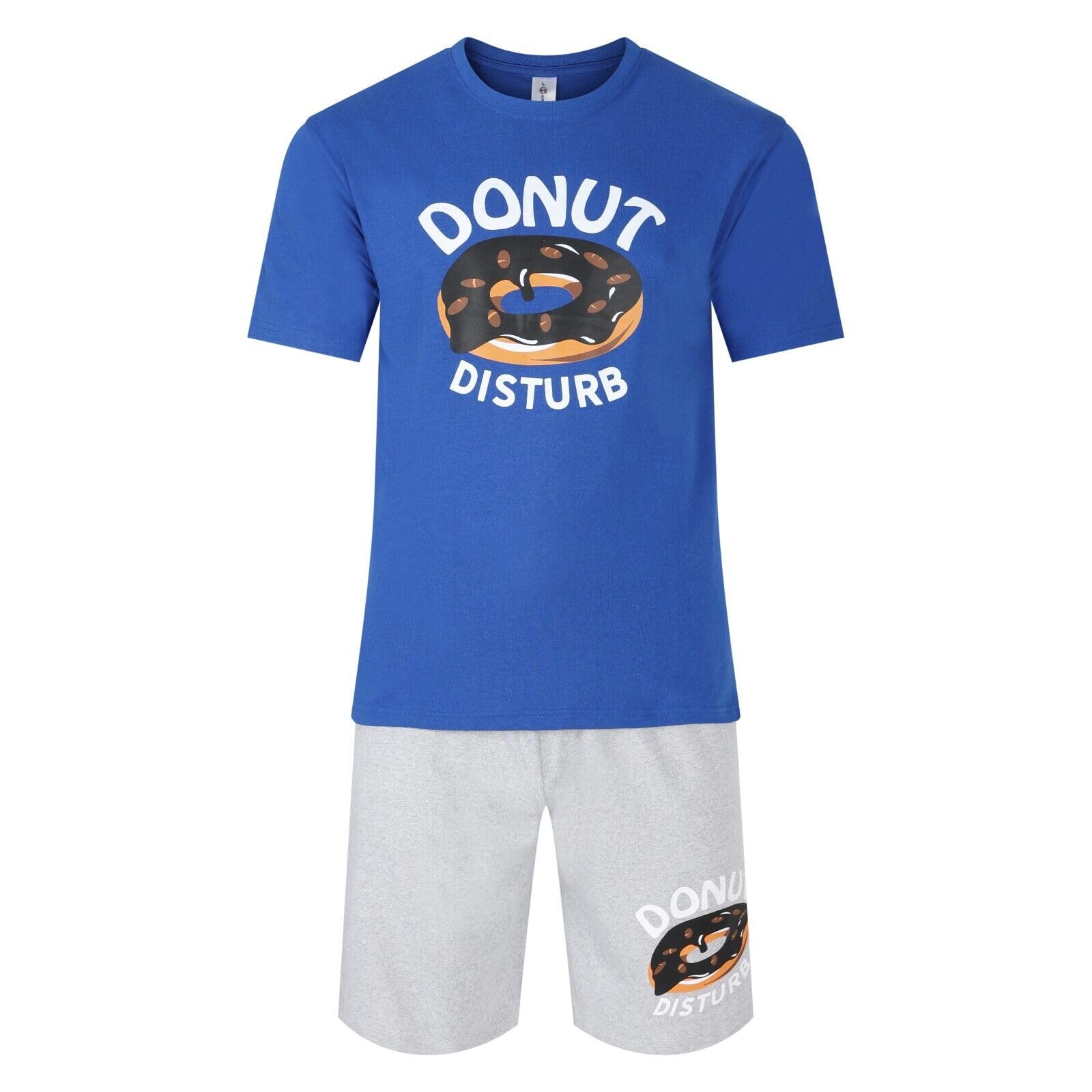 North East Men's Mnv 6 - Donut Disturb Ryl/Gry Short Pyjamas Beer Pizza Donuts Pj Sets Night Sleep Lounge Wear L Xl Xxl(Mnv 6 - Xl)
