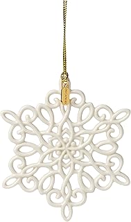 Lenox Ornament, 2025 Snow Fantasies Snowflake Ornament, Made from Porcelain with A Gold Cord for Hanging, Christmas Tree Decoration, Winter Tree Decor, Beautiful Snowflake Design (Cream, 1 Piece)