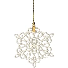 Lenox Ornament, 2025 Snow Fantasies Snowflake Ornament, Made from Porcelain with A Gold Cord for Hanging, Christmas Tree Decoration, Winter Tree Decor, Beautiful Snowflake Design (Cream, 1 Piece)